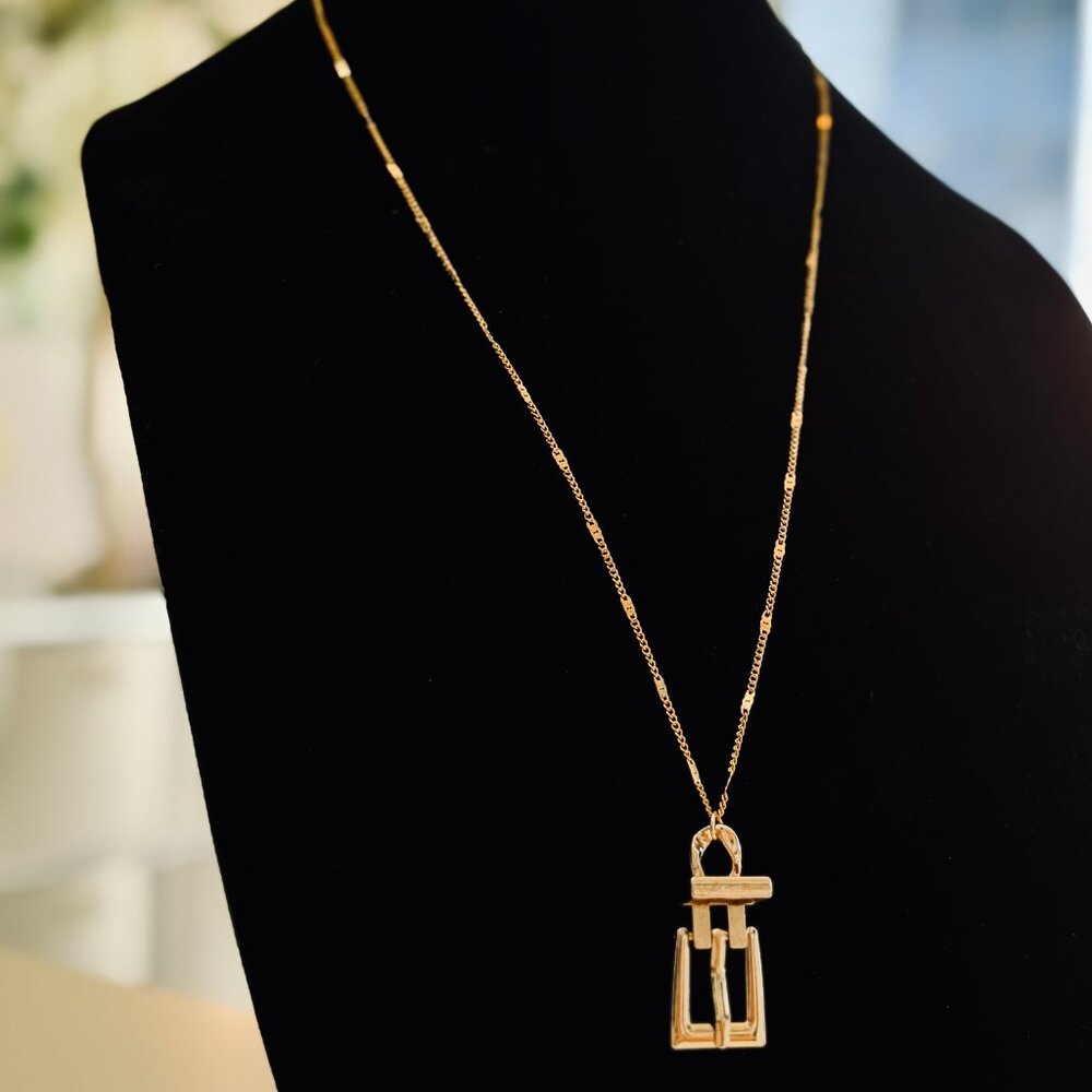 Vintage Long Gold Statement Necklace